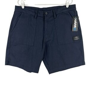 NWT Tony Hawk Men's Twill Fixed Navy Stretch Blue Chino Shorts Size 38 Mid Rise